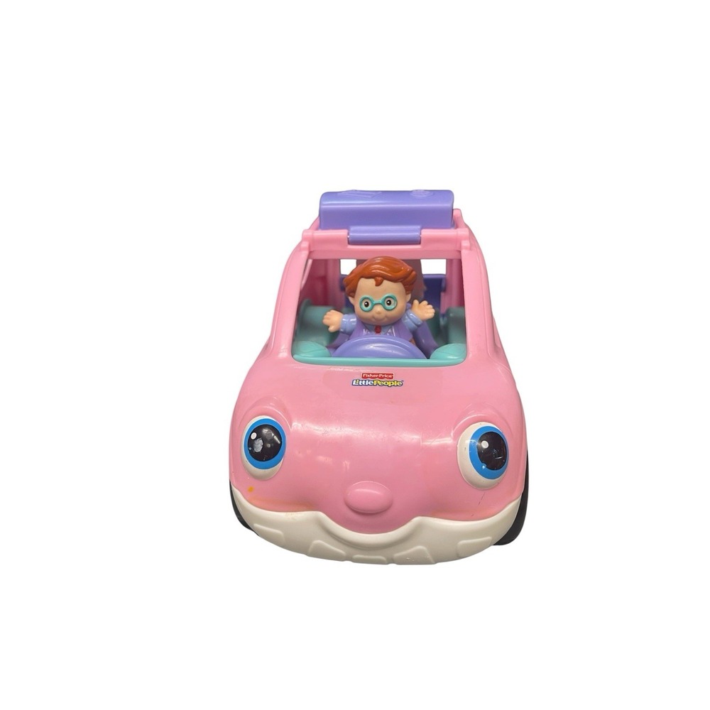 Fisher Price Little People Open And Close SUV Van Pink Music Sound, Dad, Baby